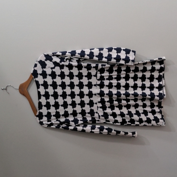 BODEN Cotton 3/4 Blue & White Scallop Pattern Dress  6R - Picture 8 of 8